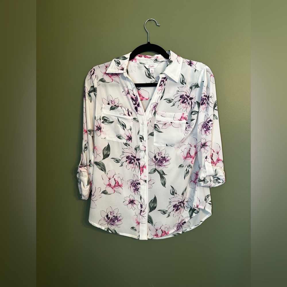 Button Up Floral Blouse